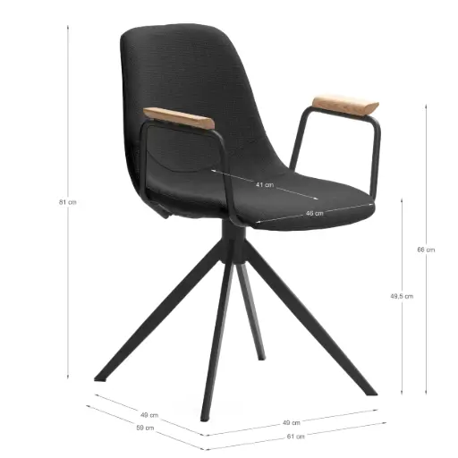 [17703] Fauteuil pivotant TALI avec accoudoirs noir – Dim : à confirmer