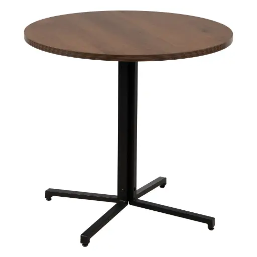 [610360] Table repas Naturel & Noir en MDF et Métal – Dim : 80x80x75 cm