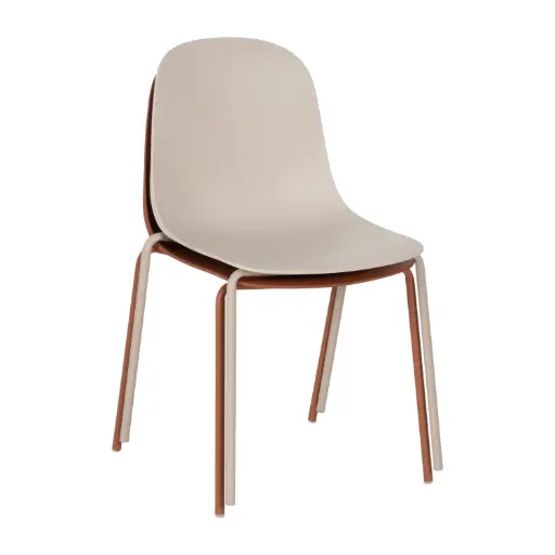 [611264] Chaise design Chaudière en Polypropylène & Métal - Extérieur – Dim : 50x53x85 cm