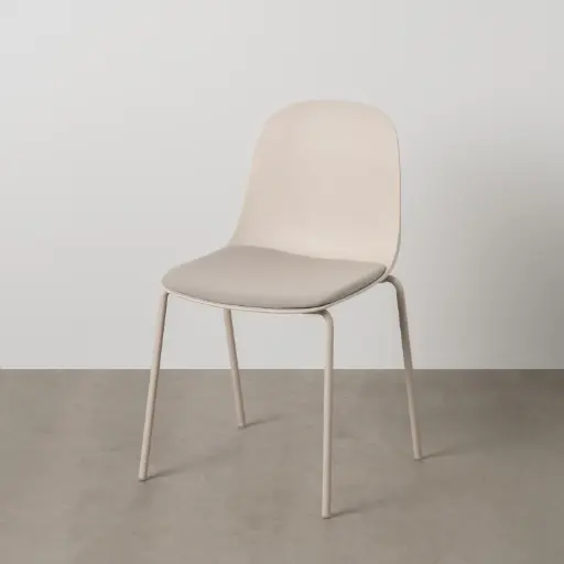 [611265] Chaise Beige élégante en Polypropylène & Métal - Extérieur – Dim : 50x53x85 cm