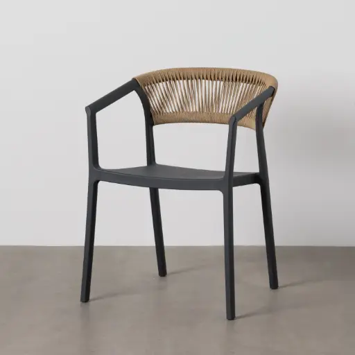 [614705] Chaise Naturel & Noir – Dim : 56x54x75.5 cm