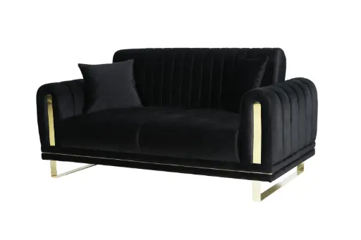 [NEPAL-2PL-DEREN BLACK] Canapé NEPAL convertible 2 places – tissu Deren Noir (L:163 / P:92 / H:85 cm)