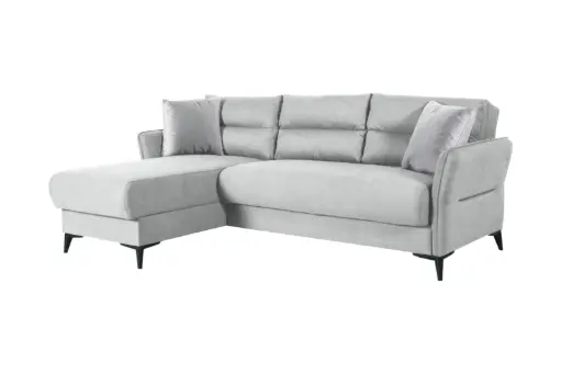 [OTTO-ANGLE-MABEL SILVER] Canapé OTTO d’angle avec coffre – tissu Mable Argenté (L:222 / P:160 / H:93 cm)