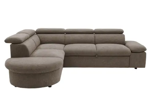 [FIRENZE CHANTAIGNE] Canapé d’angle FIRENZE convertible – Tissu Châtaigne L.265 X H.77/94 X P.219 CM