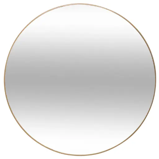 [179422B] Miroir ALICE métal finition dorée, structure aluminium et verre, diamètre 76 cm