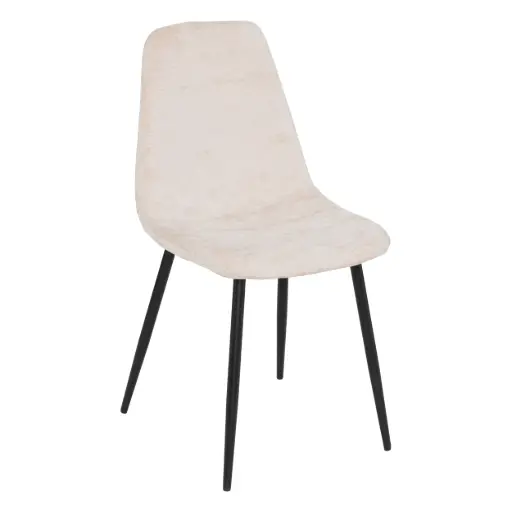 [131255G] Chaise TYKA beige, pieds métal, assise mousse polyuréthane, dimensions L51 x P45 x H87 cm