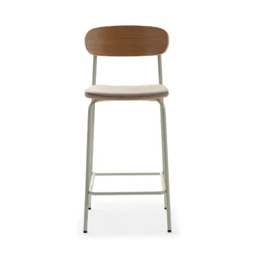 [17357] TABOURET ADRIANA Beige – Pieds Blanc – Dim. L40 x P40 x H45 cm