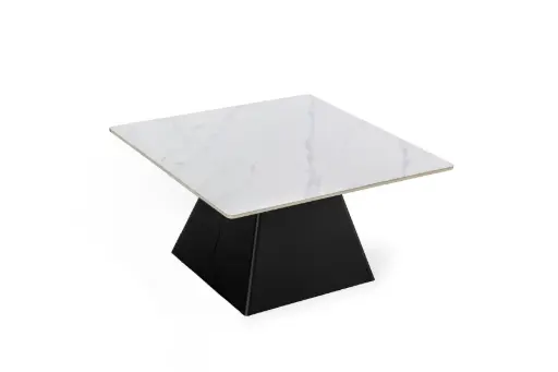 [18579] TABLE BASSE MERVE – Blanc Mat – Pied métal – Dim. L100 x P60 x H40 cm
