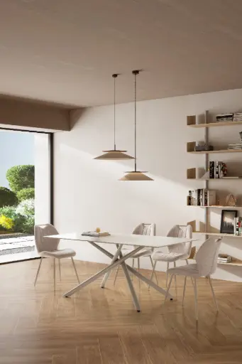[18909] TABLE TORI 180 cm – Céramique Beige – Dim. L180 x P90 x H76 cm