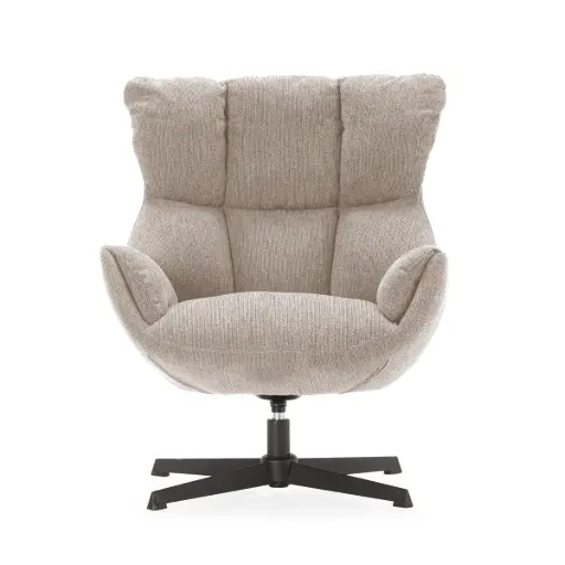[18953] FAUTEUIL ODETTE Crème – Pieds métal – Dim. L72 x P75 x H88 cm