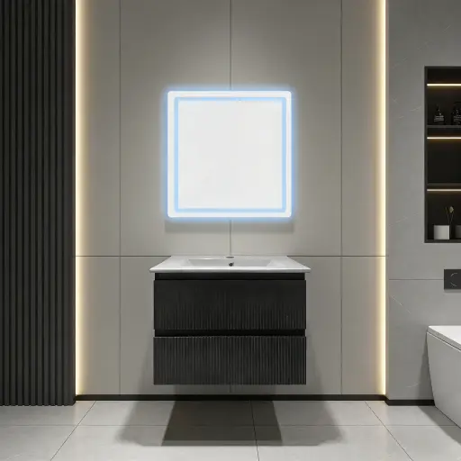 [BG1011] Prisme Noir Meuble salle de bain 600x460x500mm MDF