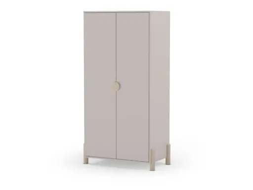 [18120] Armoire Enola 2 portes, crème et cire blanche — 93 × 45 × 180 cm