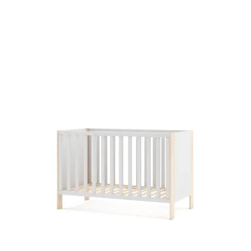 [16633] Berceau - Lit bébé Esteban 120 × 60 cm, blanc et cire blanche — 123 × 66 × 80 cm