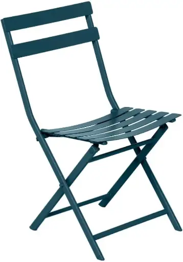[187018] Chaise pliante GREENSBORO bleu pétrole en Acier traité époxy antirouille renforcé  L 51 X P 42 X H 81cm