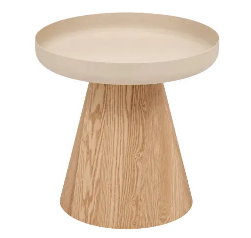 [206054A] Table HERCYNA argile structure en métal et plateau MDF Diamètre 40 x H41.8 cm 
