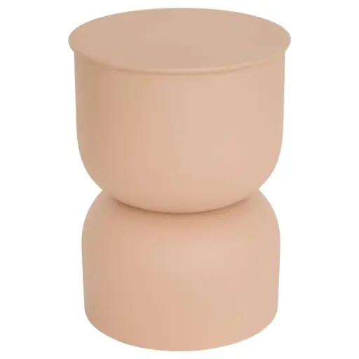 [213058A] Table café TOTEM PALOMBEA beige acier Diamètre 31 x H 41.8 cm 