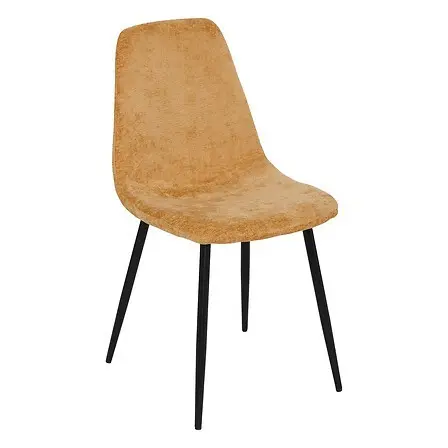 [131255H] Chaise TYKA ocre Tissu chenille structure en contreplaqué Pieds acier noir 51 x P 45 x H 87 H'd'assise 48 cm 